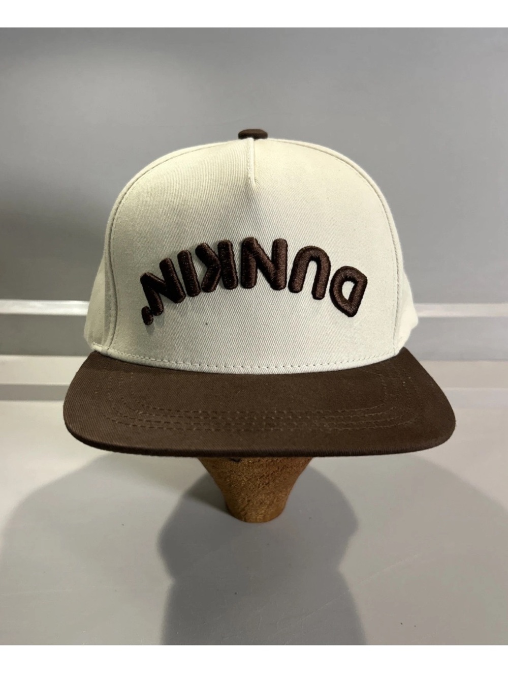 Dunkin’ Donuts Upside Down Logo Snapback Hat Brown Cream EST 1950 Adjustable OS